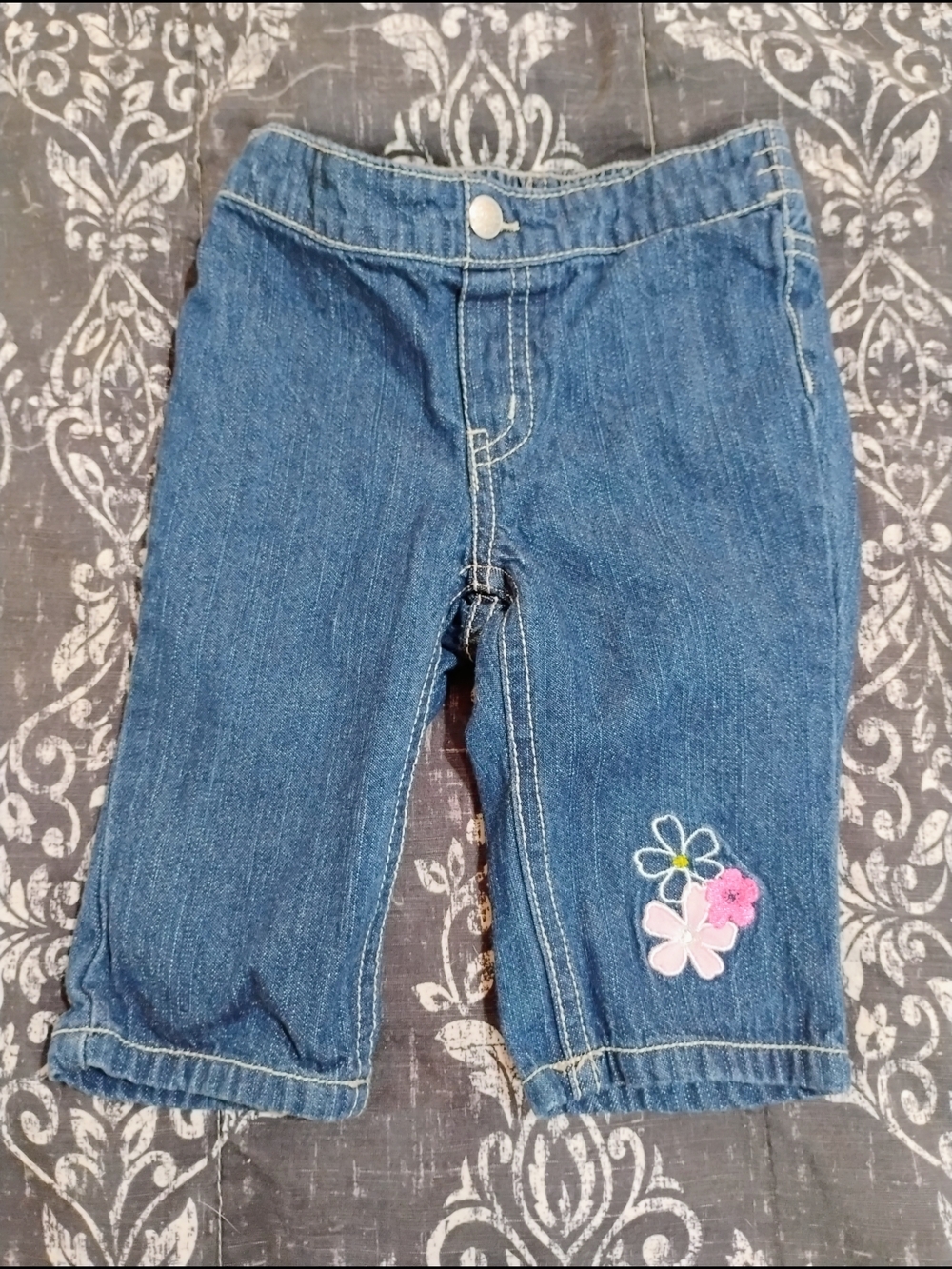 Koala Kids Dark Blue Denim Pants with Floral Patch